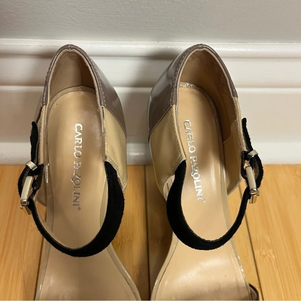 Carlo Pazolini Women Tan Brown Wedge Strappy Sandals Heels Size 38/8 Formal